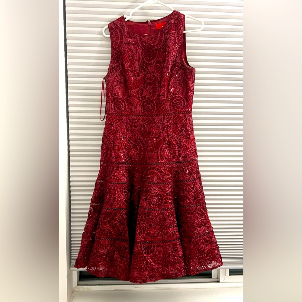Carmen Marc Valvo dress in red / burgundy ! Very flattering.